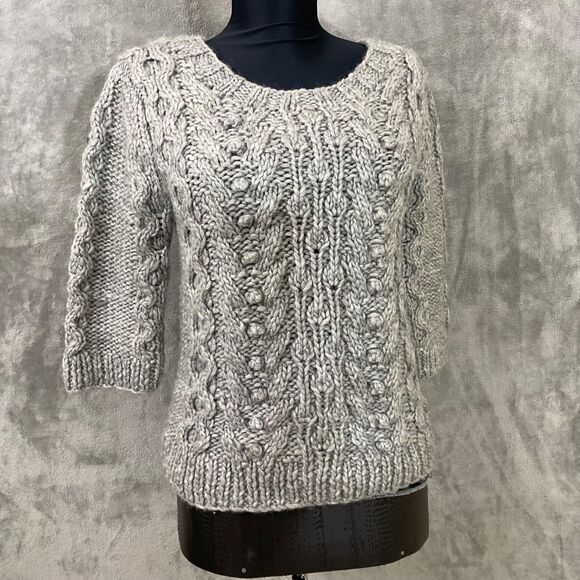 Sarsaparilla  Anthropologie Wool Blend Chunky Knit Sweater Women's M Gray - Picture 1 of 11
